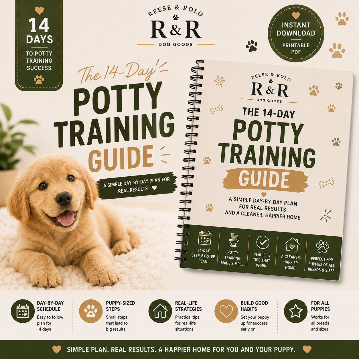 14-Day Puppy Potty Training System | Reese & Rolo